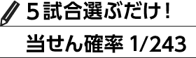 5試合選ぶだけ！当せん確率1/243